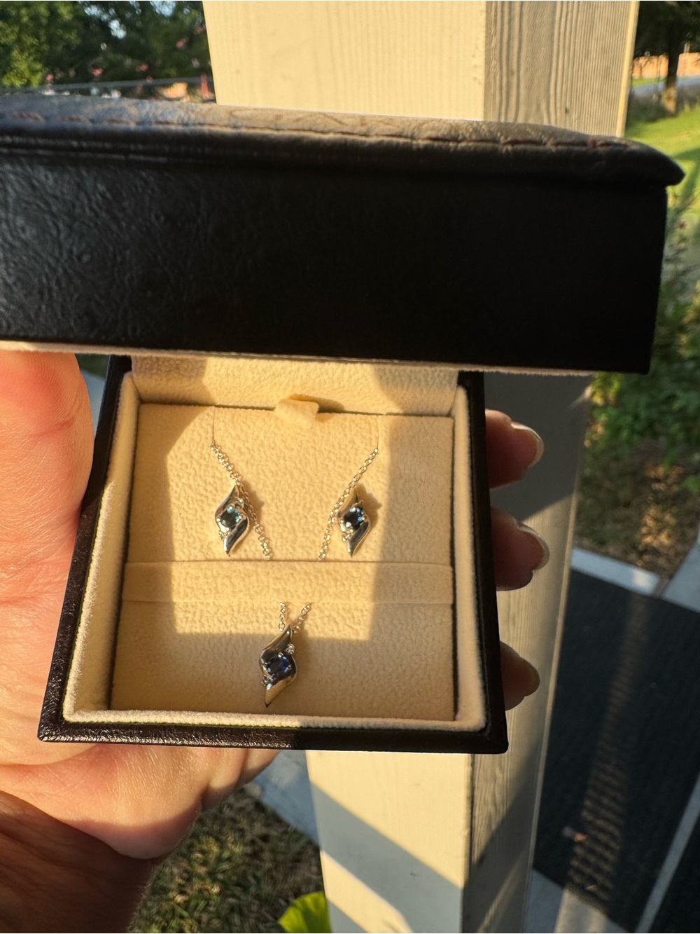NWOT Sterling Silver Necklace with Sapphire Gemstone Pendant